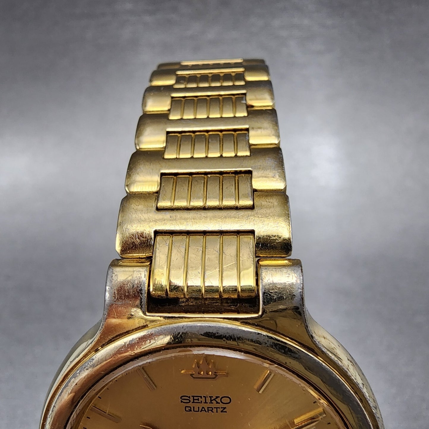 Seiko Watch Men 33mm Gold Dial Gold Tone Daydate Round 5Y236090 New Battery4