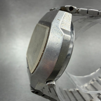 Rioch Watch Men 37mm Brown Dial Silver Tone Date Round 571004 PARTS Vintage3