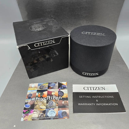 Citizen Chandler Eco-Drive Watch Men 41mm Silver Dial Gold Date AW1372-81A WBox10