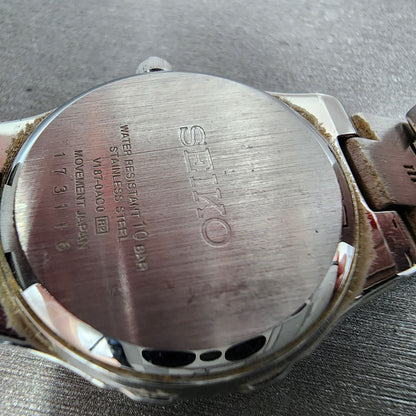 Seiko Solar Watch Women 28mm Mop Silver Tone Date Round V1870ac0 Runs9