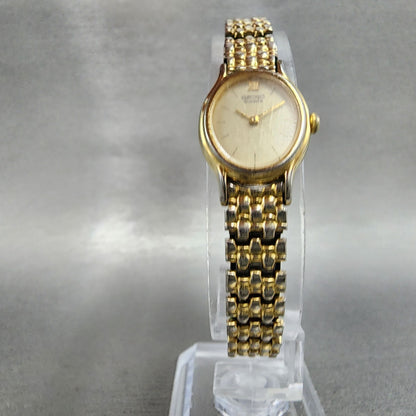 Seiko Watch Women 17mm Champagne Dial Gold Tone Oval 2y005f19 New Battery4