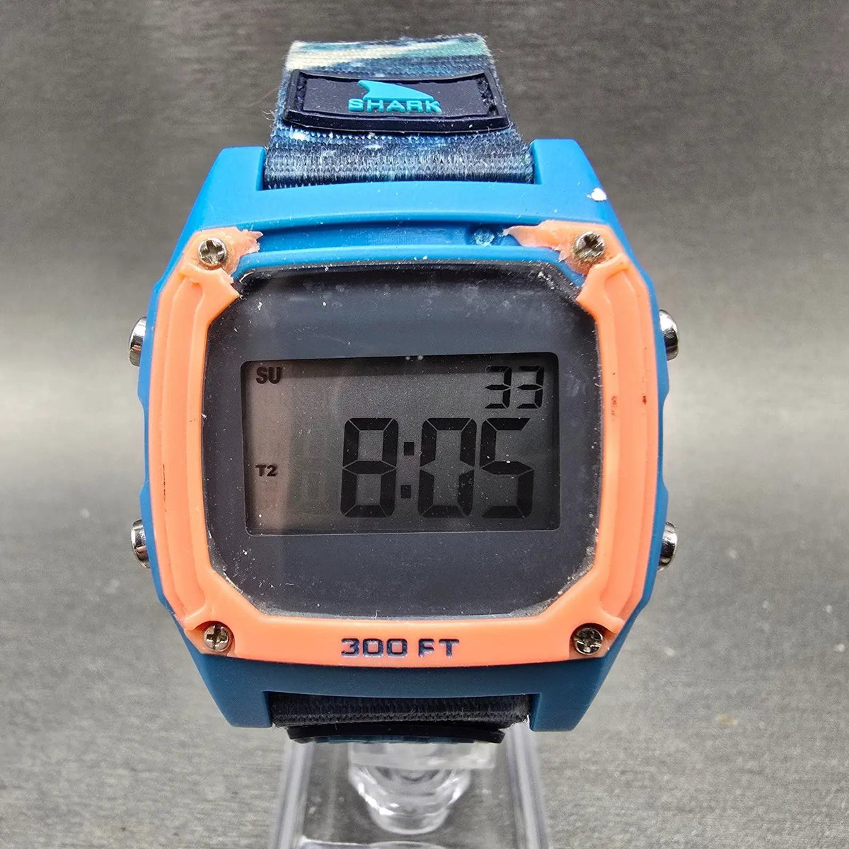 Freestyle Shark Watch Men 38mm Pink Blue Alarm Chronograph Clip New Battery0