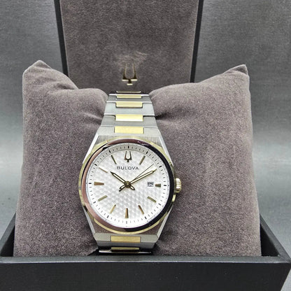 Bulova Watch Women 30mm White Dial Two Tone Date Round 98L323 New Battery0