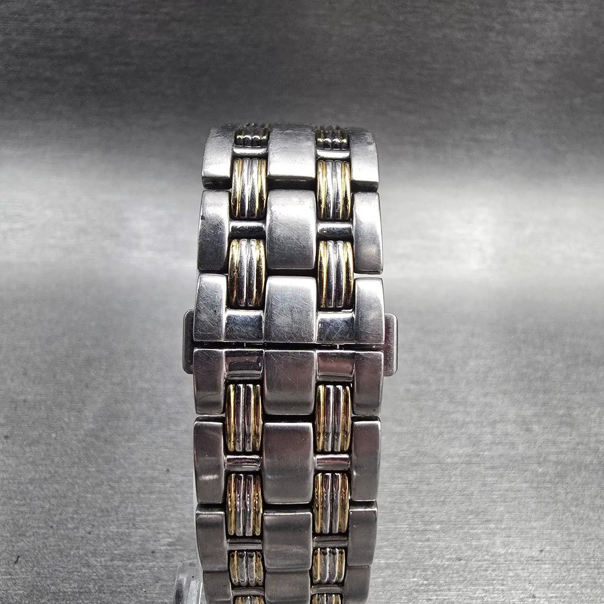 Seiko Watch Men 30mm Silver Dial Two Tone Date Rectangle 7N32-0CS0 New Battery7