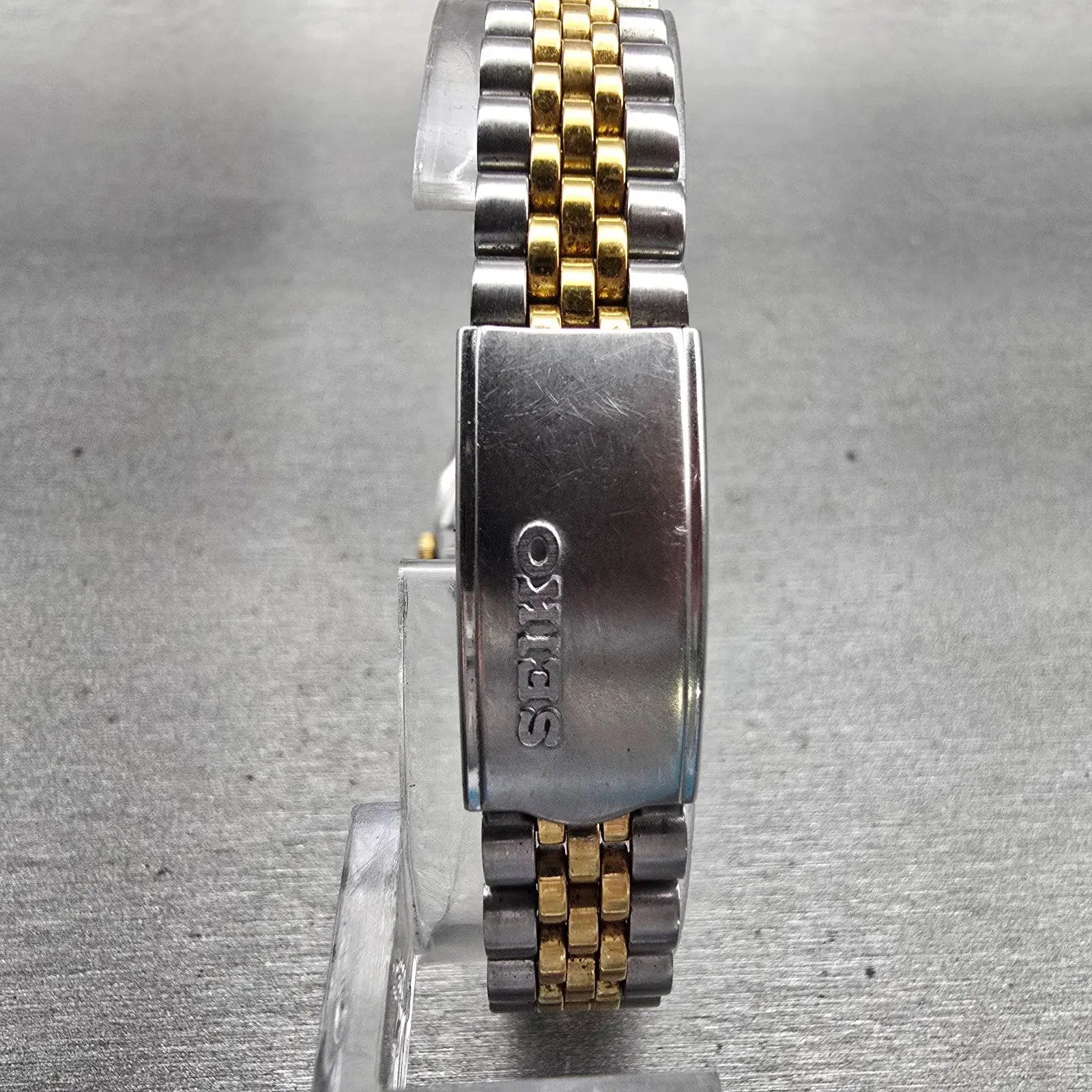 Seiko Watch Women 24mm Gold Dial Two Tone Daydate Round 7N83-0041 New Battery7