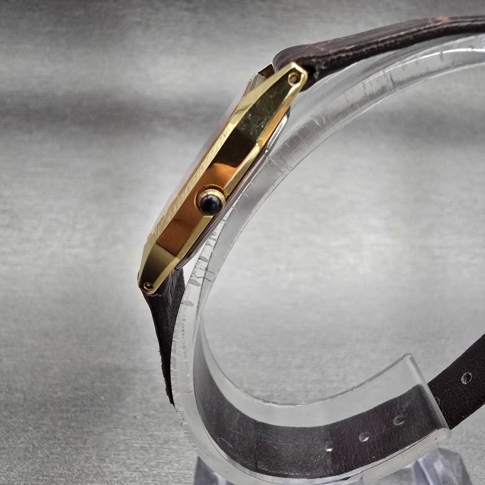 Seiko Exceline Watch Women 21mm Gold Dial Gold Tone Rectangle c New Batt2