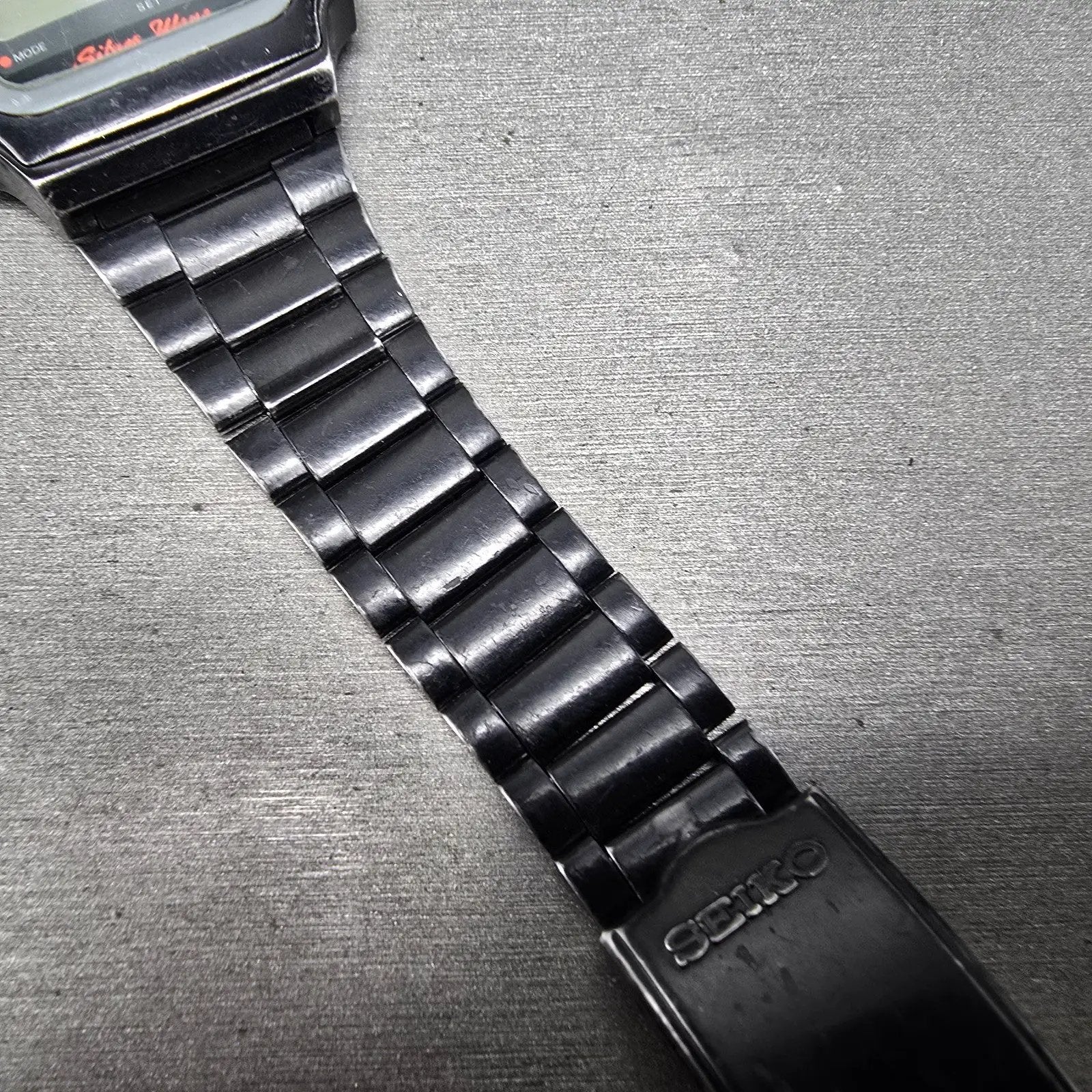 Seiko Silver Wave Watch Men 34mm Black Digital Chronograph A914-5A50 PARTS VTG8