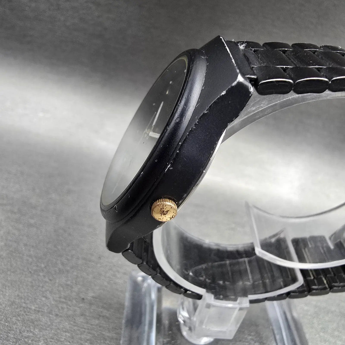 Seiko Lorus Watch Men 34mm Black Dial Black Tone Daydate Round Y143-7040 New Bat2