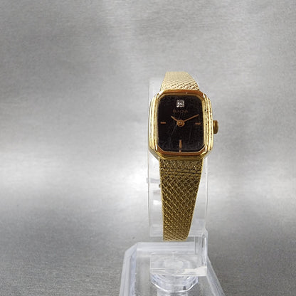 Bulova Tank Watch Women 16mm Black Dial Gold Tone Rectangle P4 New Battery5