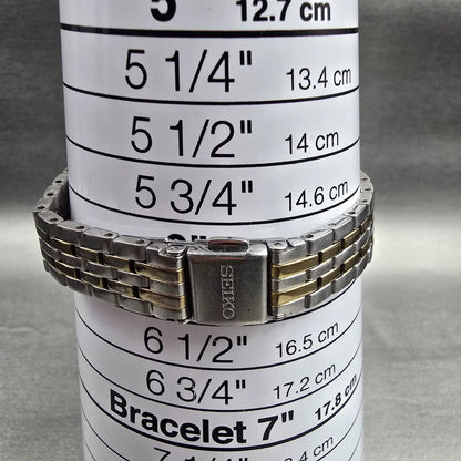 Seiko Watch Women 24mm White Dial Two Tone Daydate Round 7N83-0011 New Battery 09