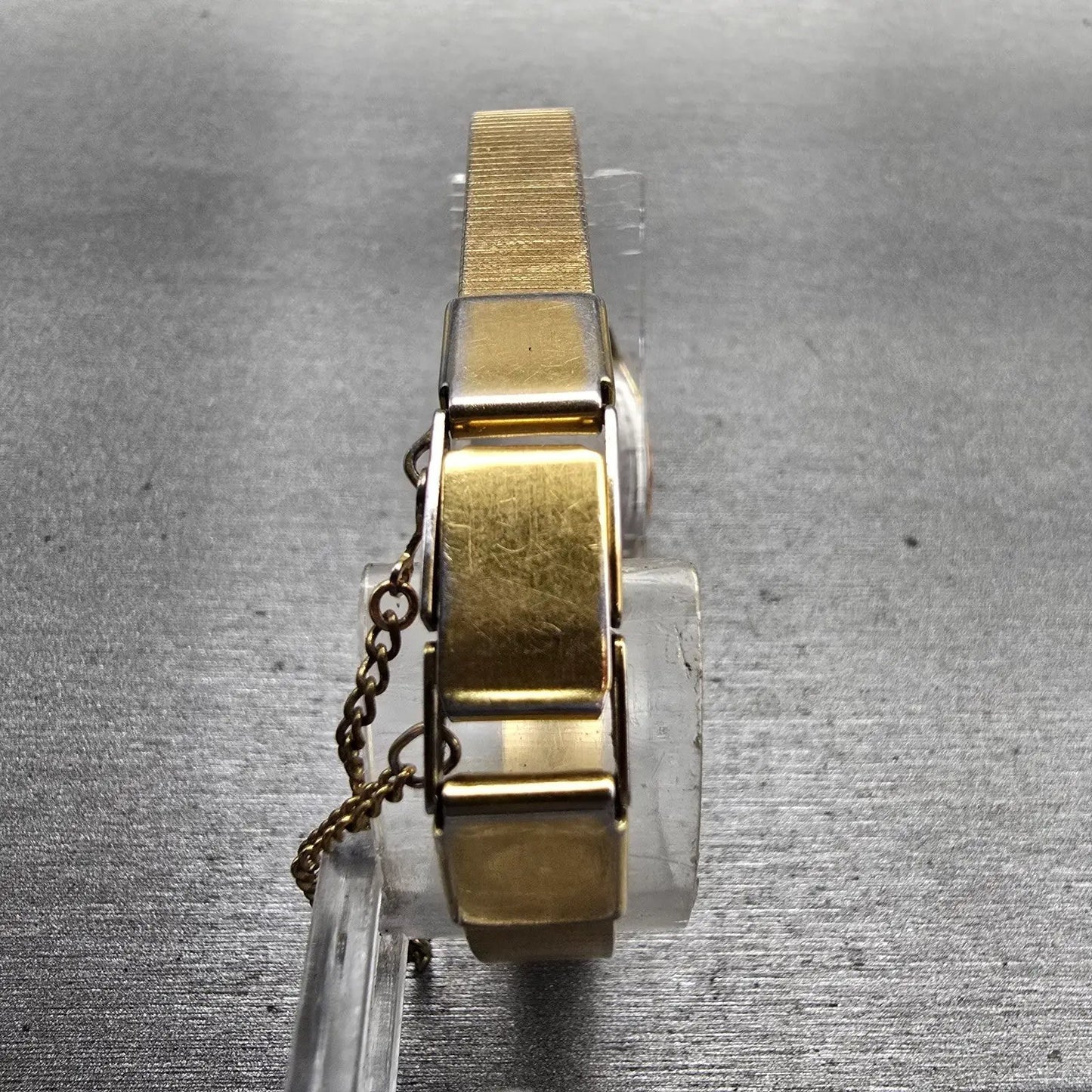 Seiko Watch Women 17mm Champagne Dial Gold Tone Rectangle 5421-5029 New BatteryP7