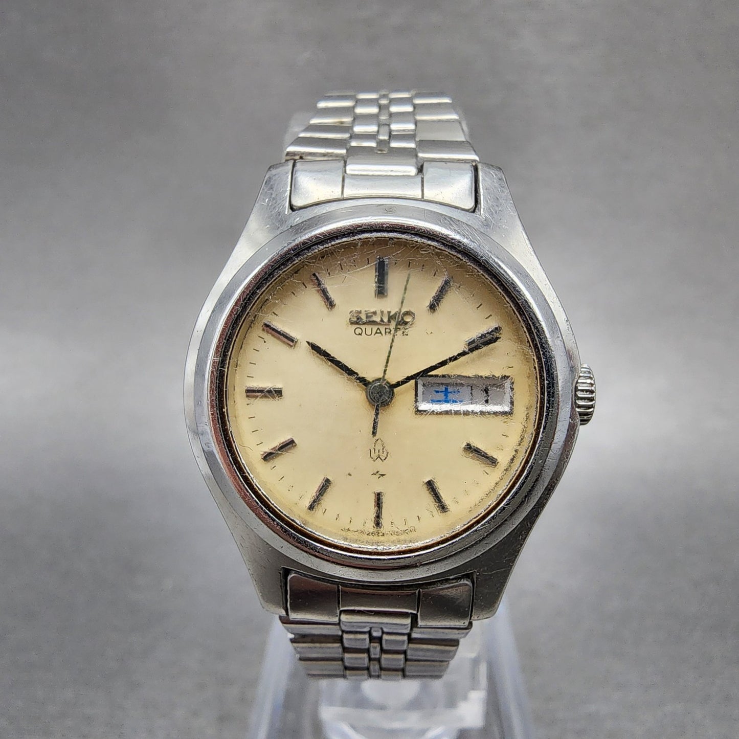 Seiko Watch Women 25mm Cream Dial Silver Tone Daydate 26230170 New Battery0