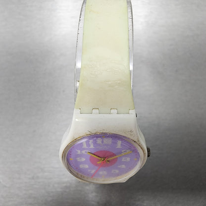 Swatch Paint By Numbers Watch Women 25mm Purple Dial White Tone Round New batt