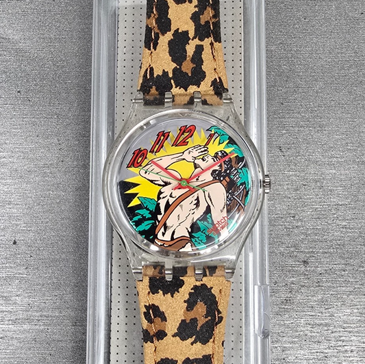 Swatch OONGAWAH! Watch Men 34mm Green Dial Clear Case GK193 New Battery NOS0