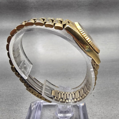 Seiko SQ Watch Women 24mm Gold Dial Gold Tone Daydate Round 3E23-0A60 New Batt8