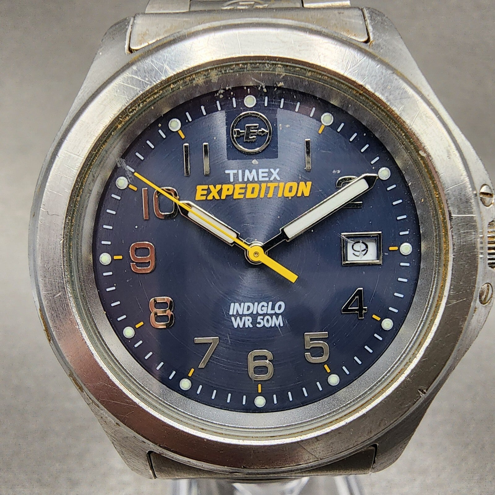 Timex Expedition Watch Men 38mm Blue Dial Silver Tone Date READ!!!!! New Battery1