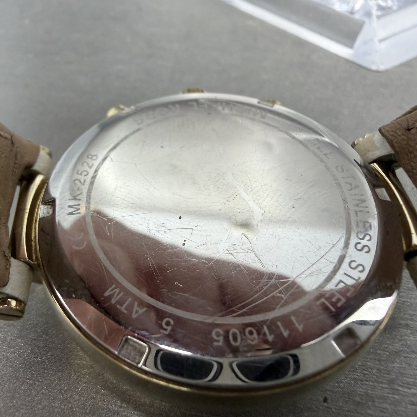 Michael kors Sawyer Watch Women 38mm Gold Dial Gold Tone Date Chrono New Batt9