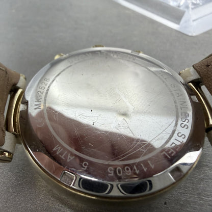 Michael kors Sawyer Watch Women 38mm Gold Dial Gold Tone Date Chrono New Batt9