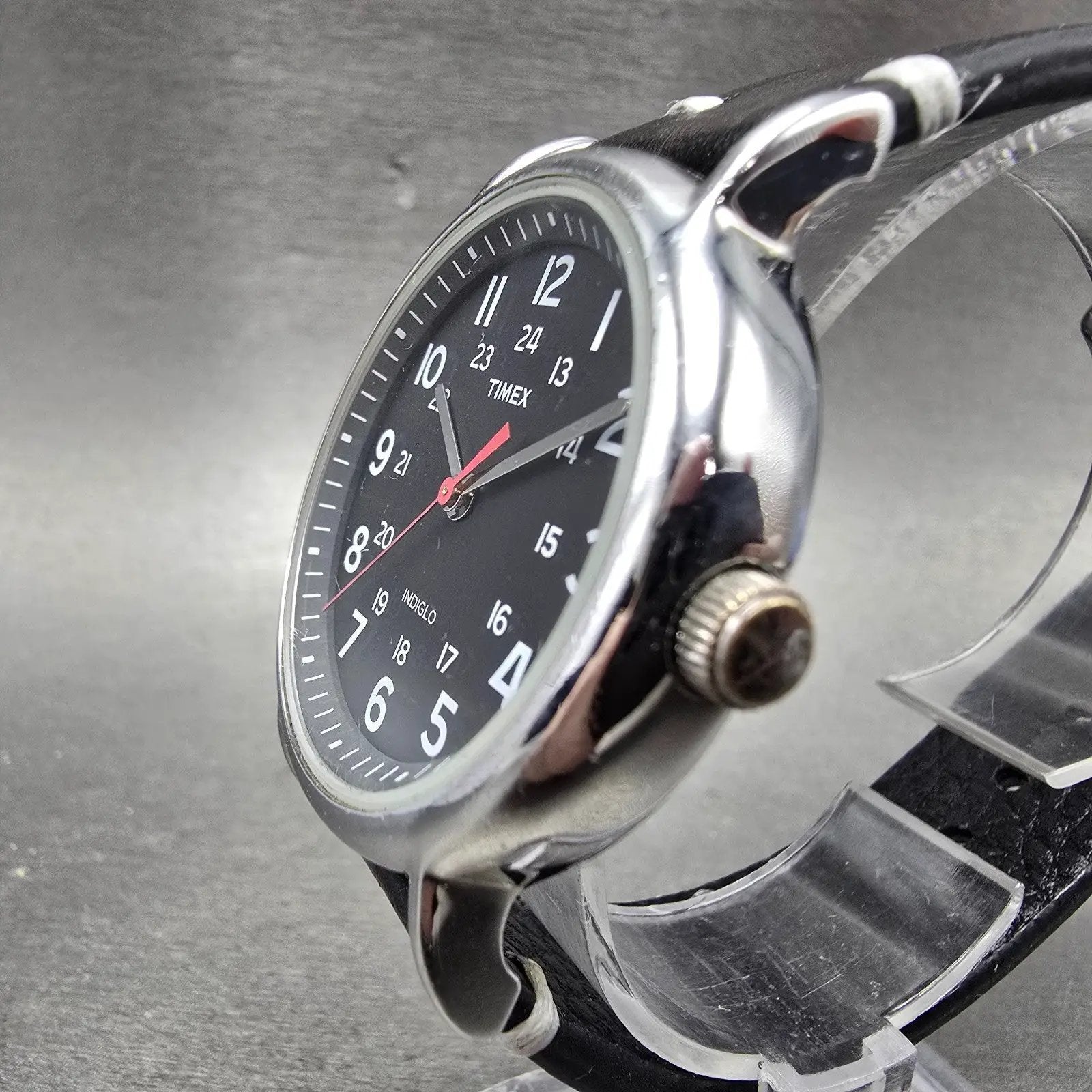 Timex Weekender Watch Men 37mm Black Dial Silver Tone Round T2N647 New Battery Q2