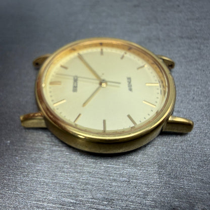 Seiko Avenue Watch Men 32mm Champagne Dial Gold Tone Round 7N01-6D30 PARTS Runs4