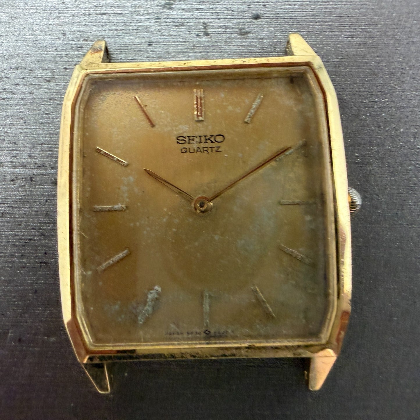 Seiko Watch Men 27mm Champagne Dial Gold Tone Rectangle 5P30-5A10 New Battery1