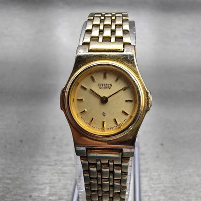 Citizen CQ Watch Women 20mm Champagne Dial Gold Tone Round 3220-916719 New Batt0
