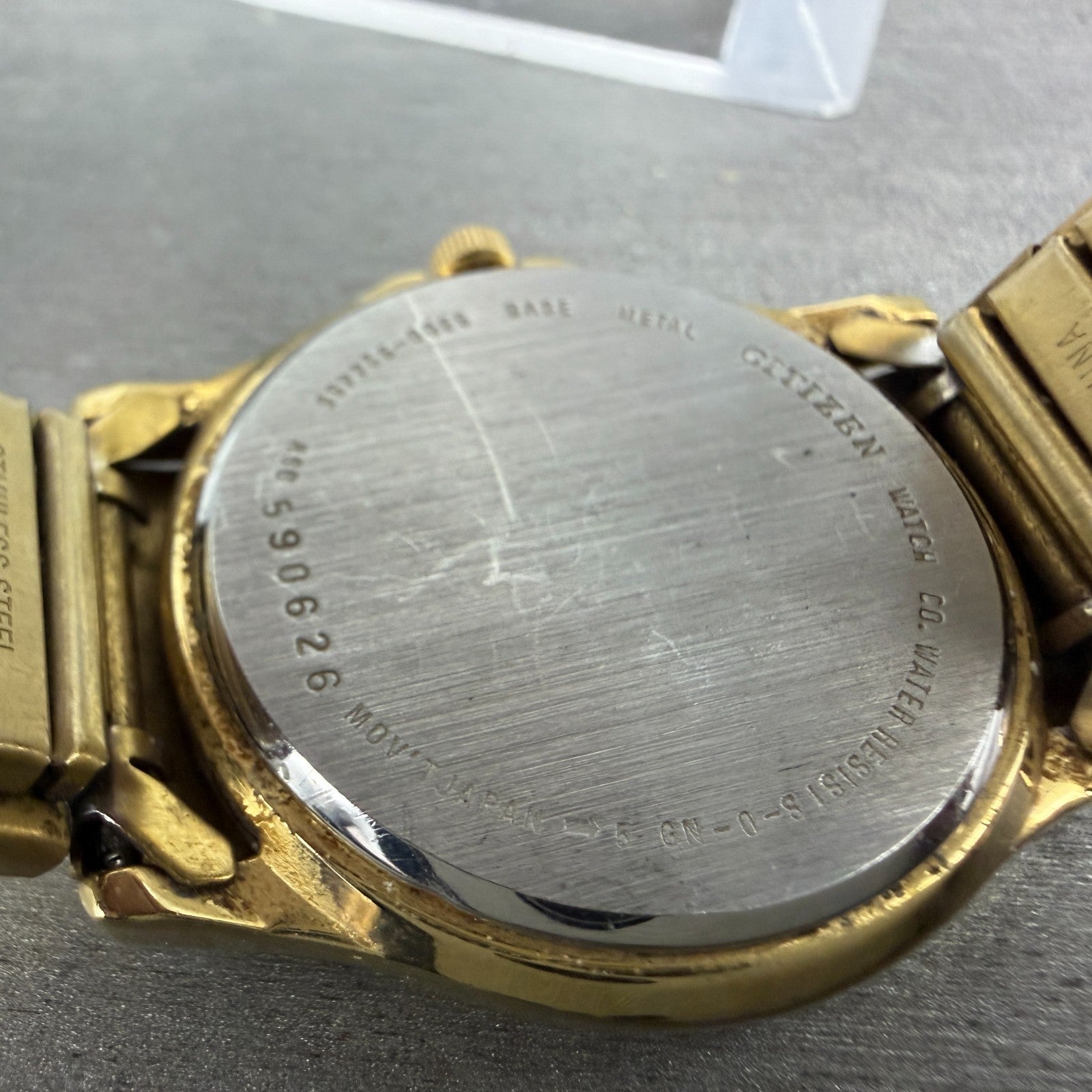 Citizen Watch Men 34mm Champagne Dial Gold Tone Daydate 5500-S24485 New Battey9