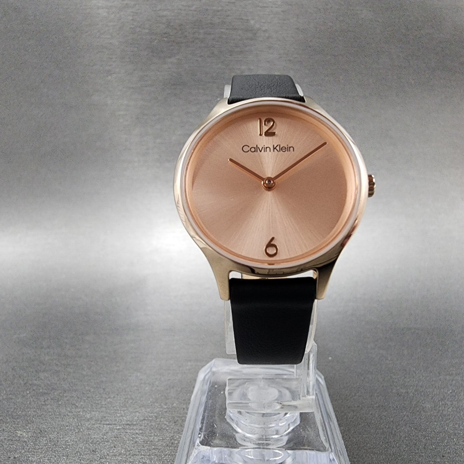 Calvin Klein Watch Women 28mm Pink Dial Rose Gold Tone Round Leather 252000605