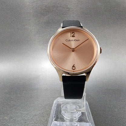 Calvin Klein Watch Women 28mm Pink Dial Rose Gold Tone Round Leather 252000605