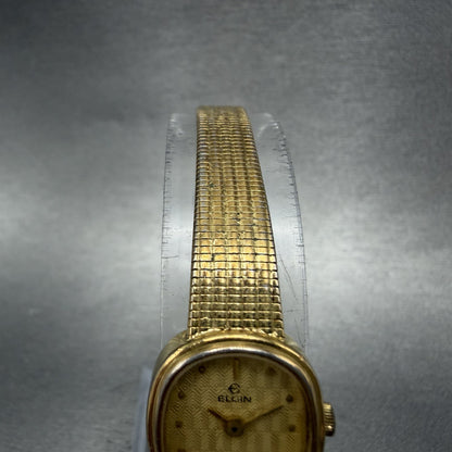 Elgin Watch Women 16mm Champagne Dial Gold Tone Oval Vintage New Battery4