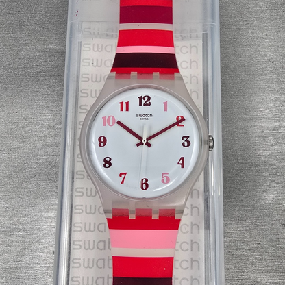 Swatch Tramonto Occaso Watch Men 41mm White Dial Clear Case SUOK138 New Battery0
