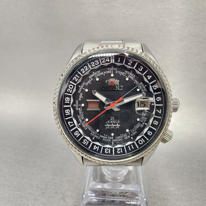 Orient King Master World Time Watch Men 42mm Black Dial Steel Daydate EM6FC30