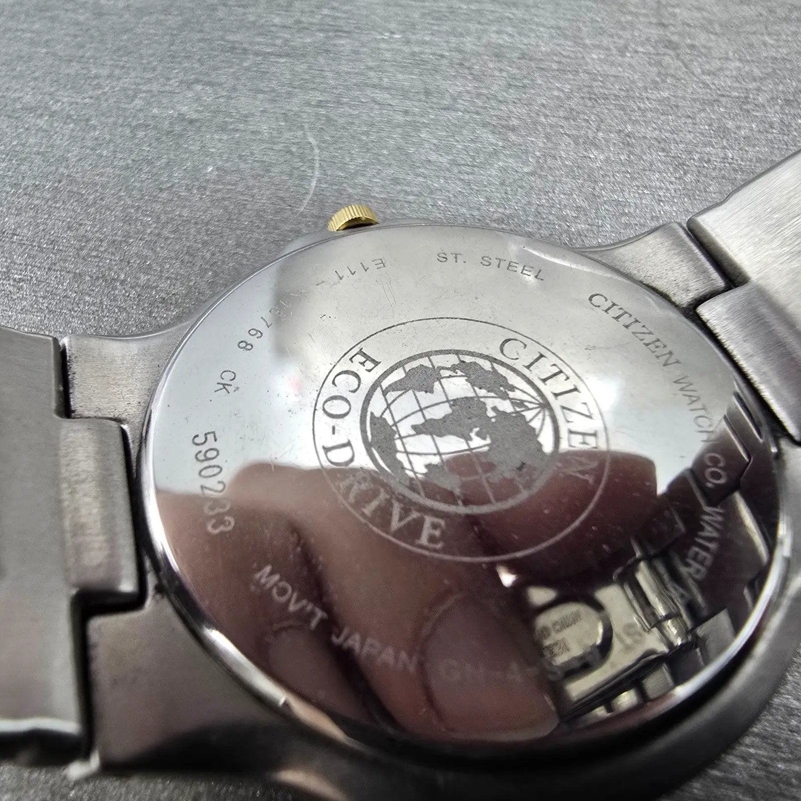 Citizen Eco-Drive Watch Men 36mm Champagne Dial Two Tone Date E111-K16768 Runs9