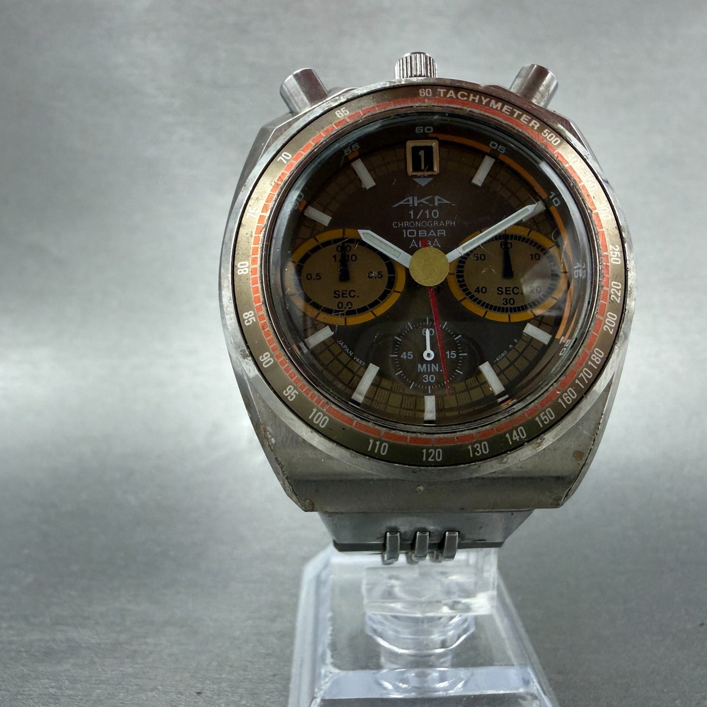 Seiko Alba AKA Watch Men 41mm Brown Dial Silver Tone Date V657-6060 New Battery5
