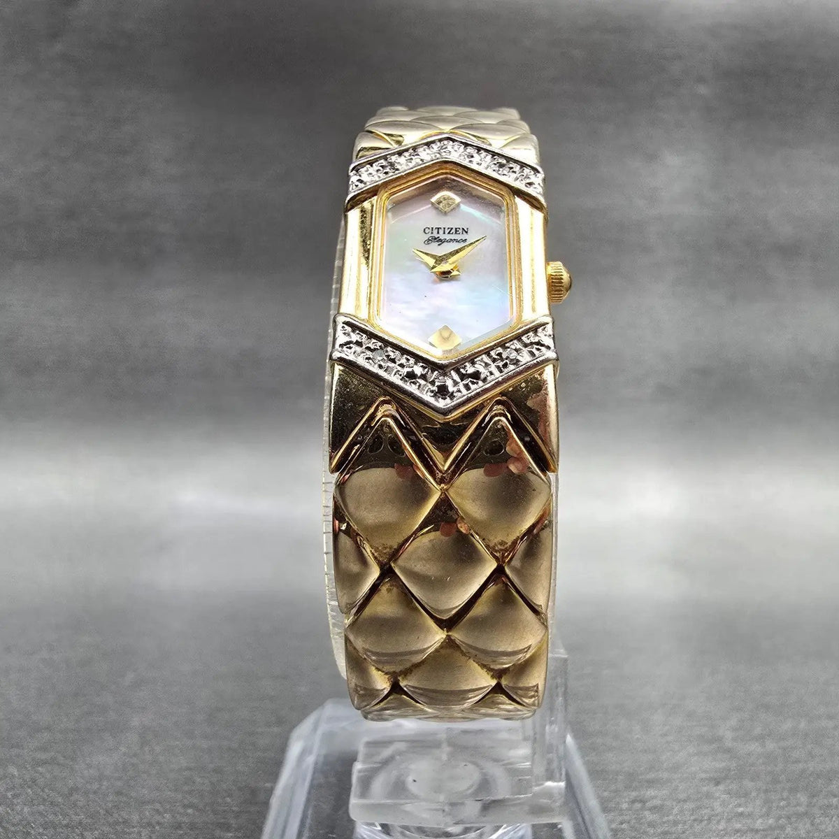 Citizen Elegance Watch Women 14mm MOP Dial Gold Tone Gemmed 5421-S65670 New Batt5
