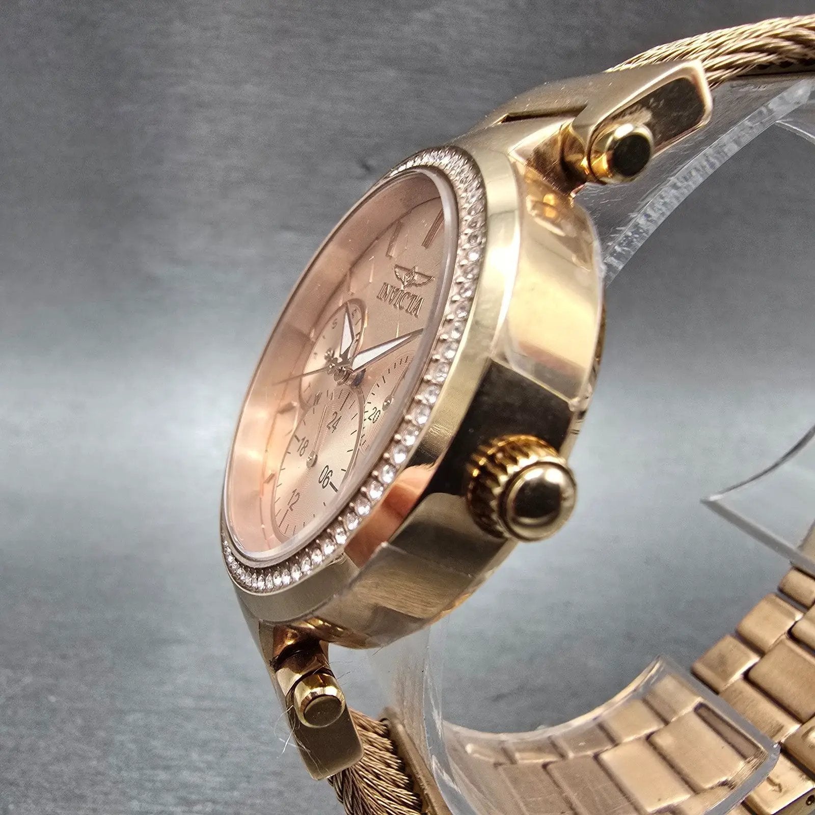 Invicta Angel Watch Women 36mm Pink Dial Rose Gold Tone Daydate 28920 NewBattery2