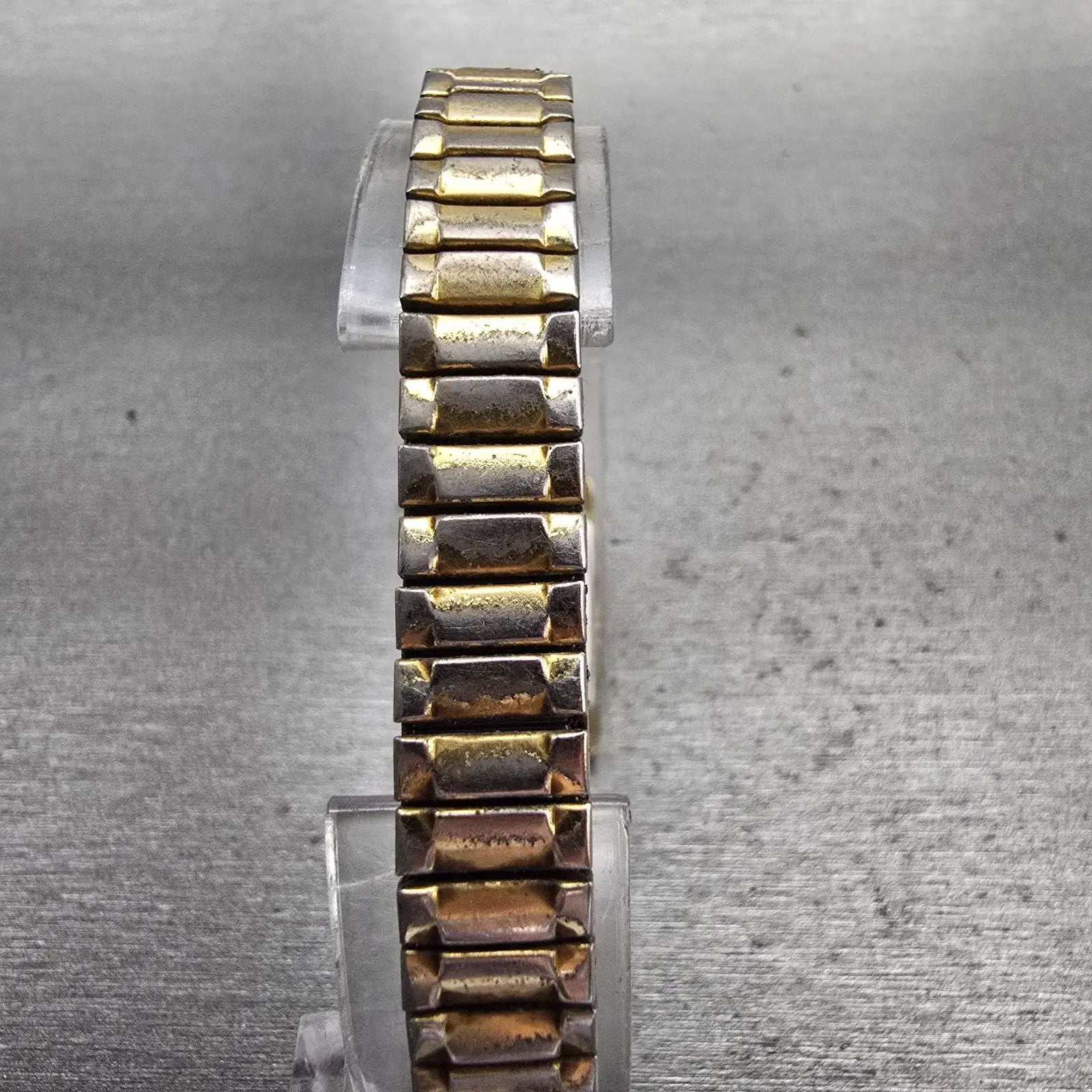 Seiko Watch Women 12mm Gold Dial Gold Tone Rectangle 2E20-5239 New Battery VTG7