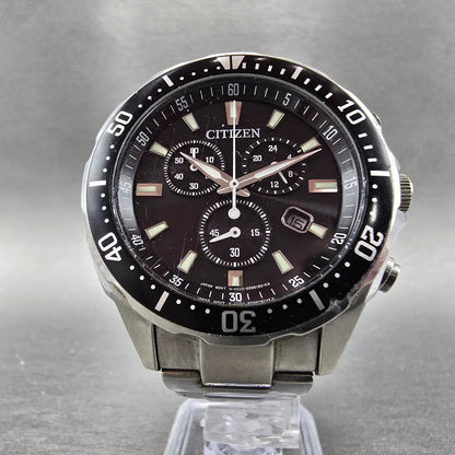 Citizen Alterna Watch Men 42mm Black Dial Steel Diver Chronograph Date Works5