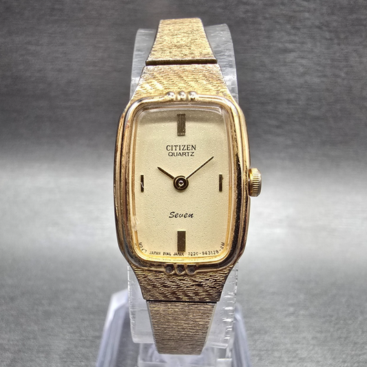 Citizen Watch Women 17mm Champagne Dial Gold Tone Oval 3220-949412 New Battery0
