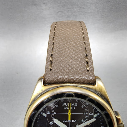 Pulsar Watch Men 38mm Black Dial Gold Tone Alarm Round Y9778A00 New Battery4