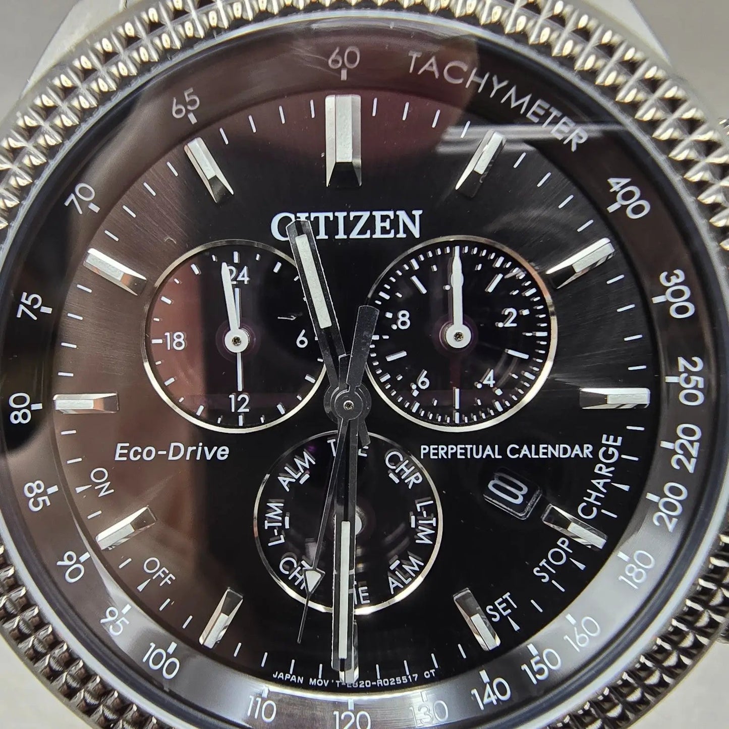 Citizen Eco-Drive Chronograph Watch Men 45mm Black Dial Steel Perpetual Calendar1