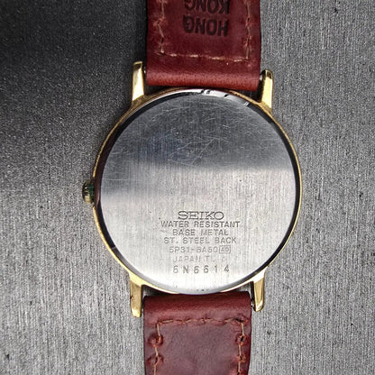 Seiko Avenue Watch Men 32mm Champagne Dial Gold Tone Round 5P31-6A60 New Battery10