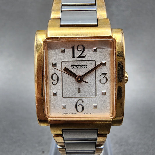 Seiko Lukia Tank Watch Women 21mm Silver Dial Two Tone 1n01-0ea0 New Battery