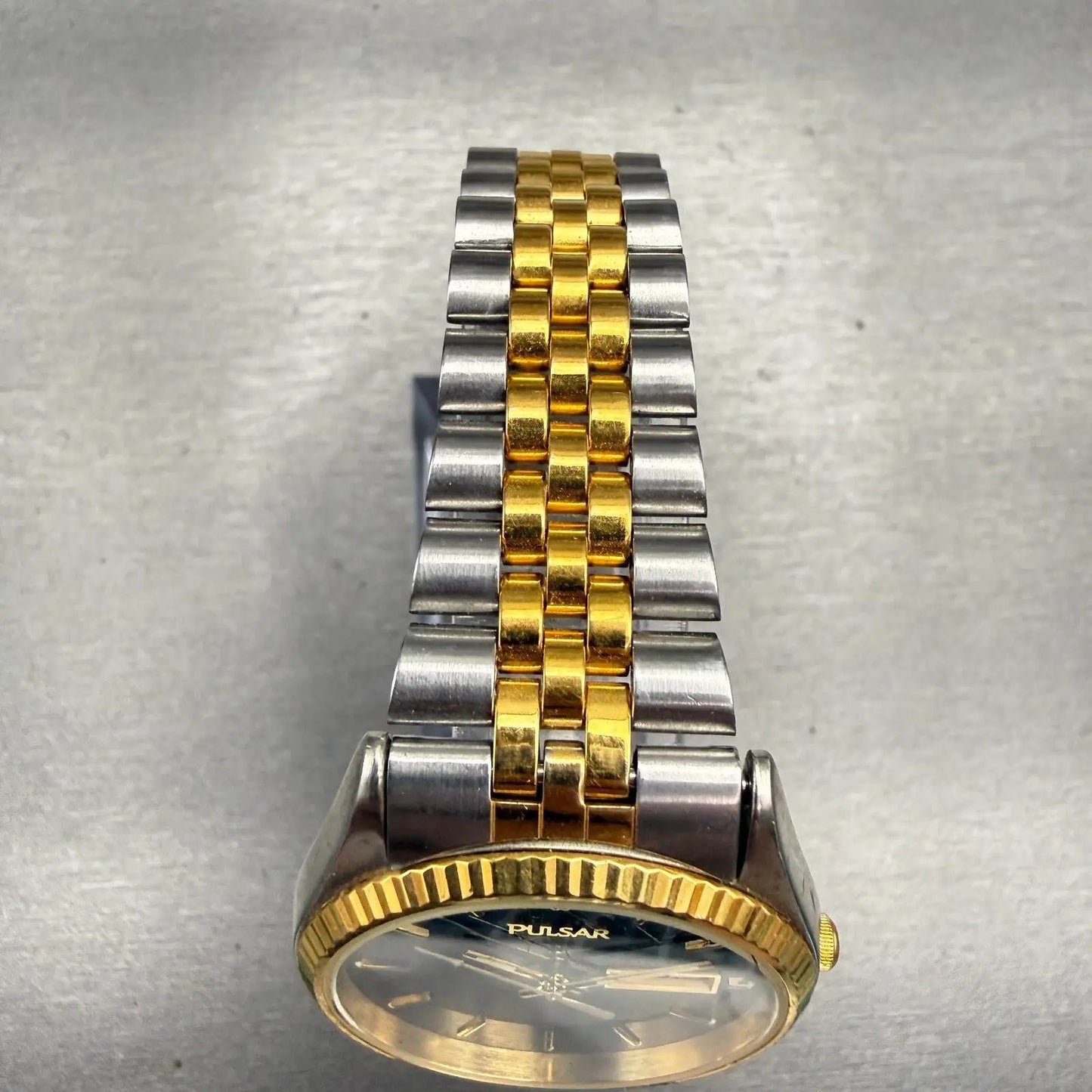 Pulsar President Watch Men 35mm Black Dial Two Tone Daydate  V533-8B50 New Batt4