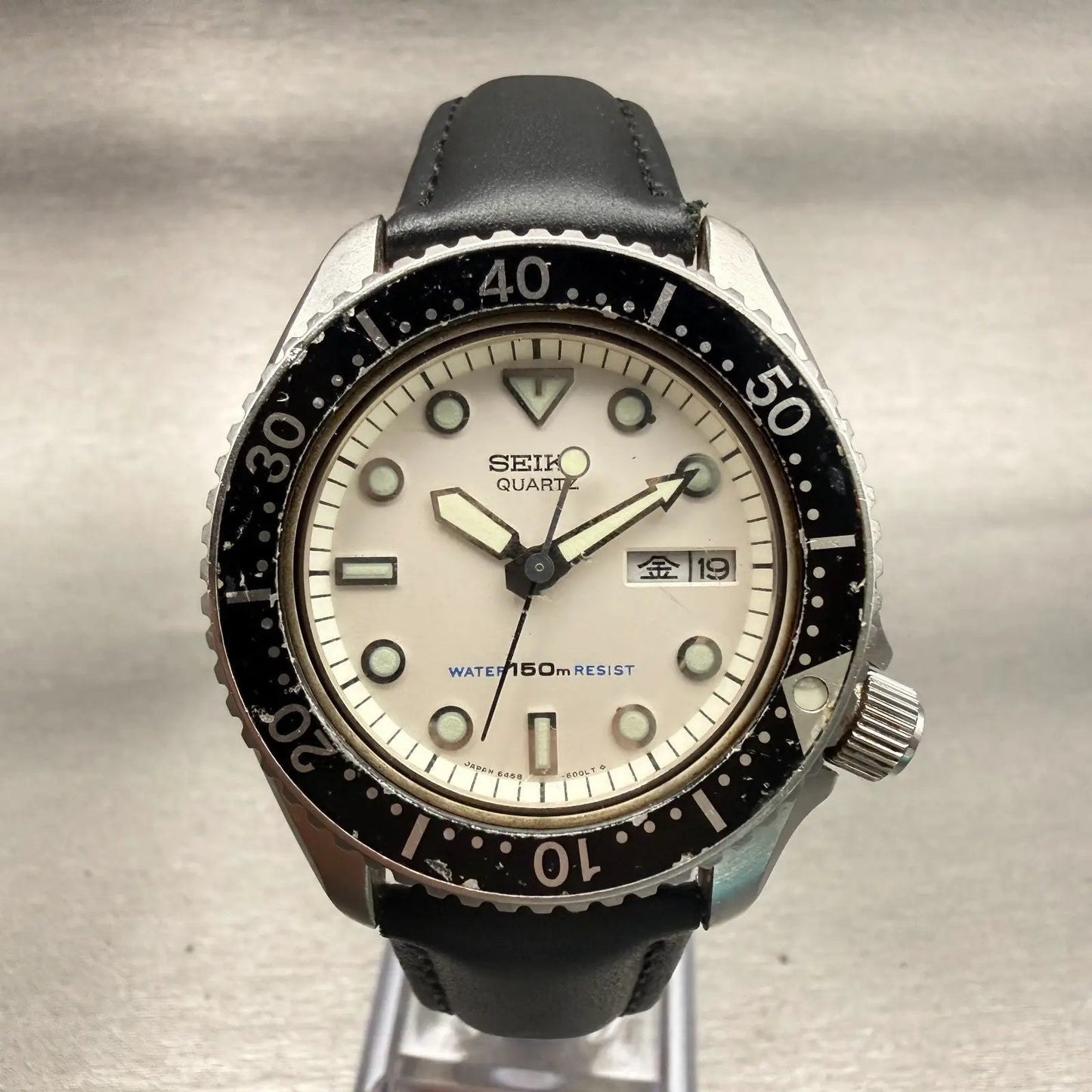Seiko Dive Watch Men 38mm White Dial Steel Daydate Round 6458-600B New Batt0
