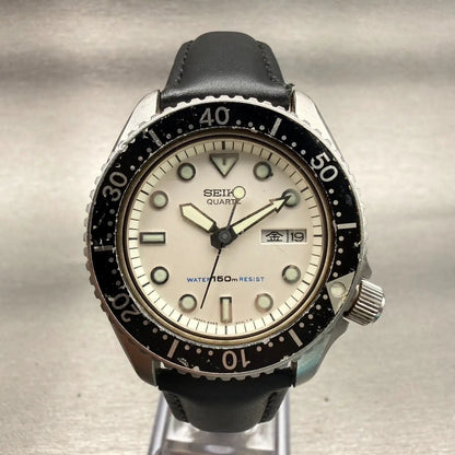 Seiko Dive Watch Men 38mm White Dial Steel Daydate Round 6458-600B New Batt0