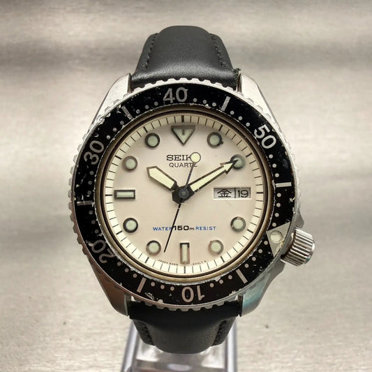 Seiko Dive Watch Men 38mm White Dial Steel Daydate Round 6458-600B New Batt0