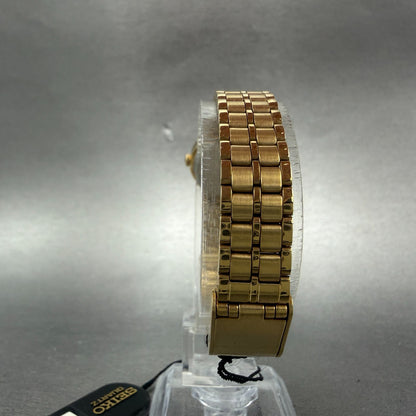 Seiko Watch Women 19mm Gold Dial Gold Tone Round V401-0099 NOS PARTS7