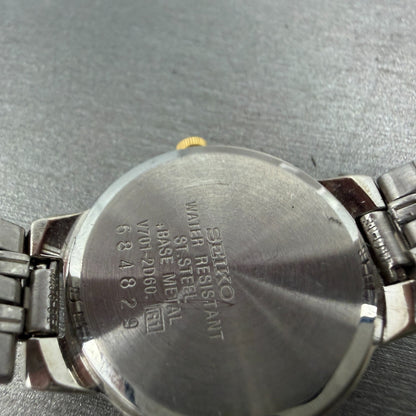 Seiko Watch Women 24mm Blue Dial Two Tone Round V701-2D60 New Battery Vintage9