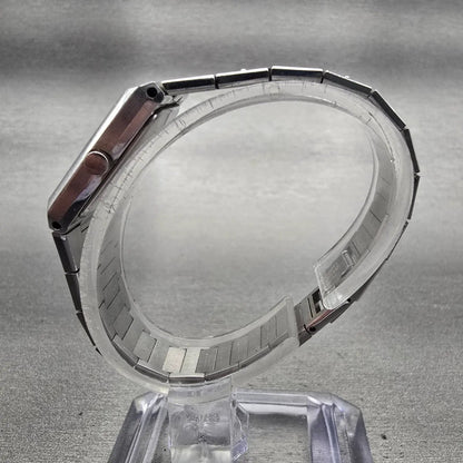 Seiko Tank Watch Women 19mm Gray Dial Silver Tone Rectangle 1221-5050 New Batt6